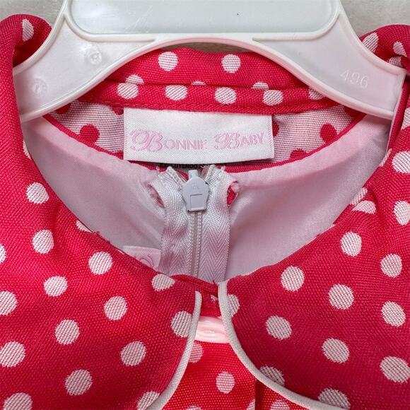 BONNIE BABY‎ Infant Girls Dressy Pink Polka Dot Jacket & Dress Set Formal 12M - Picture 8 of 16